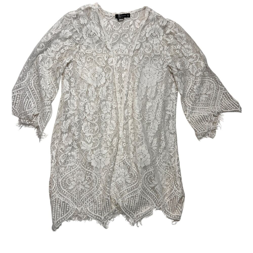 Beige lace coverup cardigan medium